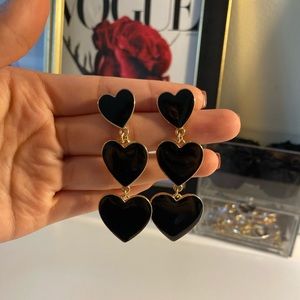 Black heart shaped earrings